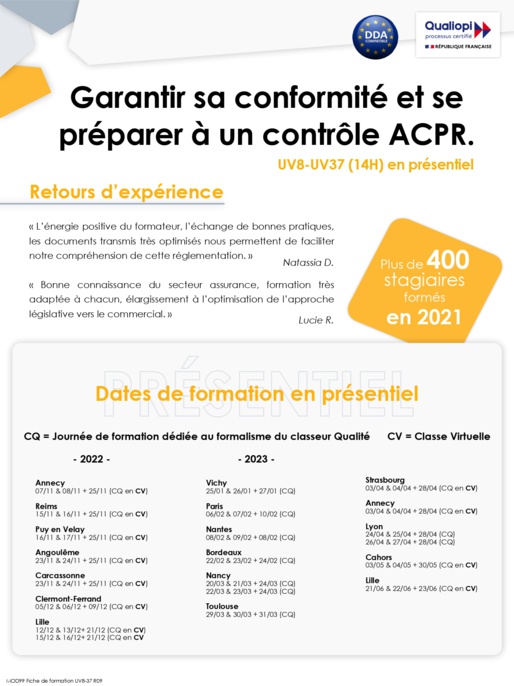 UV 8 : Connaître les principes généraux de satisfaction client et la nouvelle réglementation ACPR