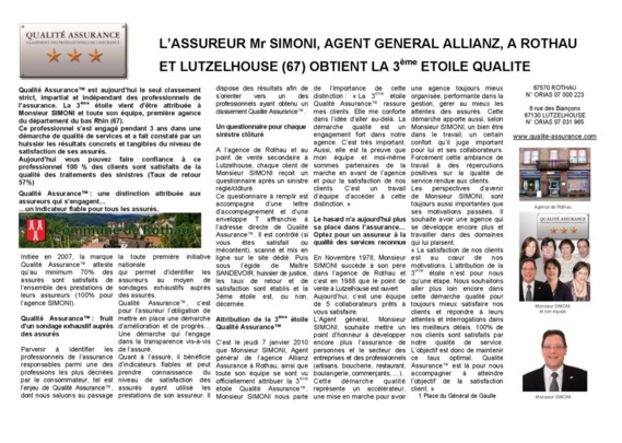 2010 - Entretien avec Daniel SIMONI, Agent Général d'Assurance à Rothau (67) 2010 - Entretien avec Daniel SIMONI, Agent Général d'Assurance à Rothau (67)