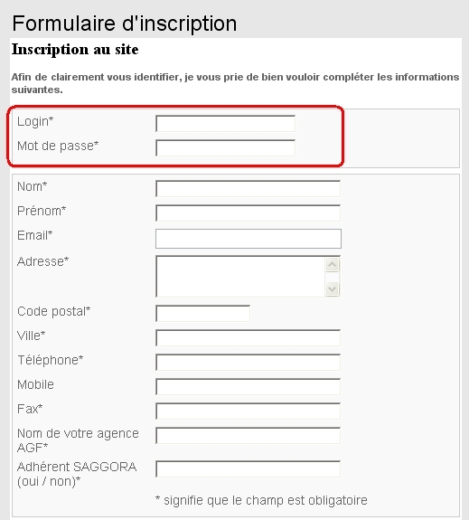 Votre formulaire d'inscription