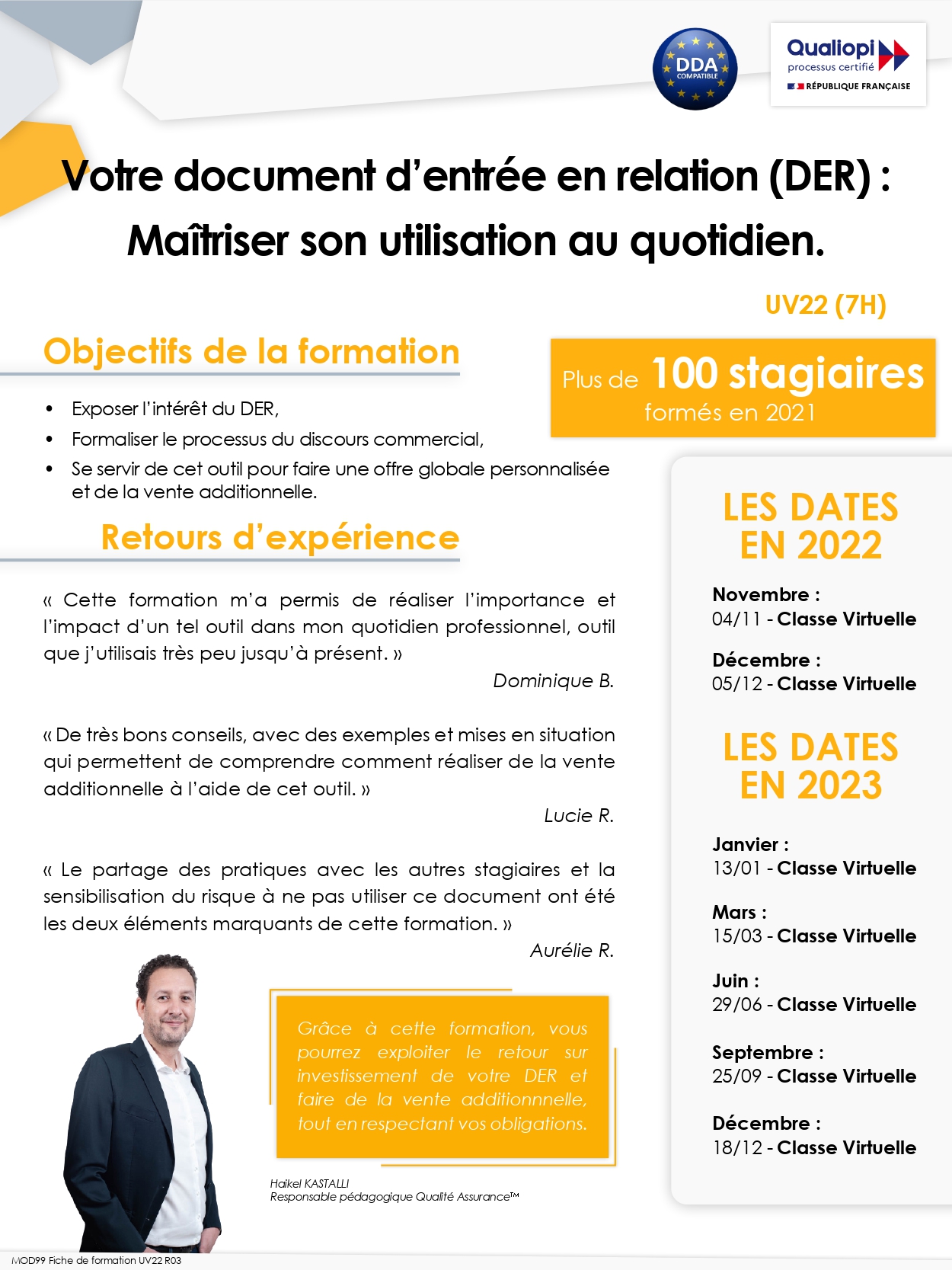 UV 22 - Maîtriser la charte Qualité Assurance, élaborer vos engagements de service